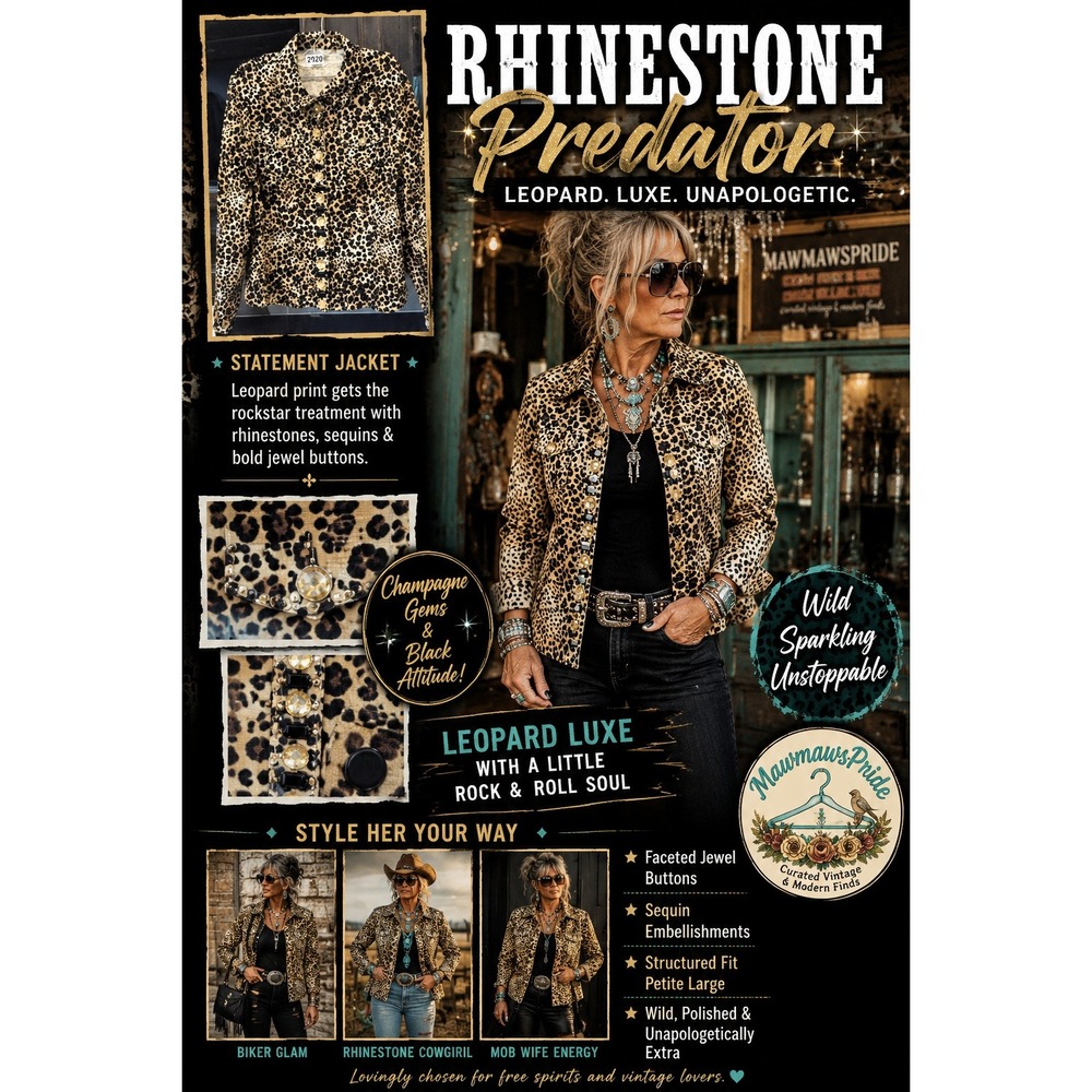 🐆 RHINESTONE PREDATOR 🖤✨ Leopard Rhinestone Embellished Statement Jacket LP